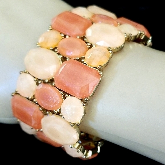 Vintage Beaded Chunky Stretch Cuff Bracelet - Picture 9 of 16